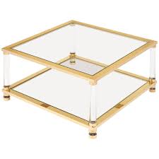 $ 6,747.75 32 waterfall lucite coffee table. Vintage Brass Glass Lucite Cocktail Table At 1stdibs