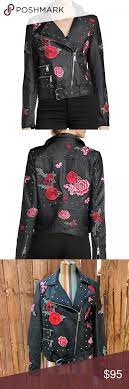 Bagatelle Embroidered Moto Faux Leather Jacket Faux Leather Jackets Faux Leather Moto Jacket Leather Jacket