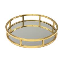 Mirror tray gold mirror tray glass tabletop perfume vanity home decor round jewelry metallic gold metal acrylic serving decorative mirror tray. Brushed Gold Tray Xc 1244 Round Mirror Tray Metro Element