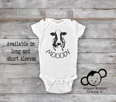 mooody cow onesie funny baby onesie cow baby clothes farm onesie country baby clothes farm baby clothes cow baby shower gift