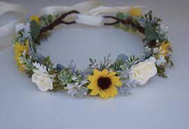 Sunflower Succulent Flower Crown Rose Flower Crown Etsy Flower Crown Wedding Succulents Wedding Flowers Sunflower Wedding