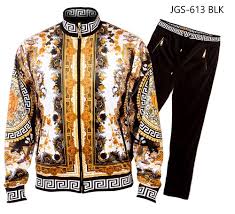 Black And Gold Tracksuit Prestige Black Versace Inspired Tracksuit Mens Dress Outfits Versace Tracksuit Mens Outfits