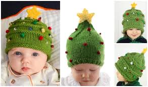 Baby Christmas Tree Hat Free Knitting Patterns