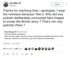 Piers morgan reacts, andy responds. Piers Morgan Twitter Lily Allen And Gmb Host In Vicious Gun Violence Spat Not Patriotic Celebrity News Showbiz Tv Express Co Uk