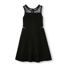 Girls Sleeveless Mesh Cutout Ponte Dress Funeral Dress Dresses Black Funeral Dress
