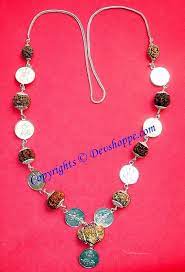 Rudraksha Navagraha Mala With 1 9 Faced Rudrakshas And Yantras Of All Nine Planets Rudraksha Goddess Sculpture Mala