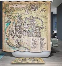 Harry Potter Map Hogwarts Shower Curtain Gojeek Harry Potter Shower Curtain Harry Potter Bathroom Hogwarts