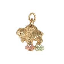 10k Black Hills Gold Buffalo Charm Sku Gc3359
