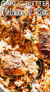 Garlic Butter Chicken And Rice Recipe Bursting With Rich Buttery Garlic Flavor And Tender Chicke Chicken Thights Recipes Chicken Rice Recipes Chicken Recipes