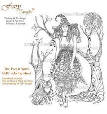 I love coloring halloween pages because you get to use such fun colors! The Forest Witch Fairy Tangles Printable Coloring Pages Norma Etsy Coloring Pages Halloween Coloring Halloween Coloring Sheets