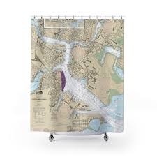 Boston Harbor Inner Nautical Chart Shower Curtain Chart Mugs
