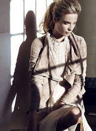 Thaxter Draped Cardigan In Light Mink Muubaa Leather Jacket Leather Women Celebrity Sightings