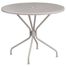 The white color just pops against the rest of the outdoor furnishings. 35 25 Gray Contemporary Round Outdoor Patio Table With Umbrella Hole Walmart Com Walmart Com