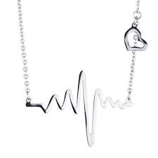 Ekg Heart Beat Necklace Heartbeat Rhythm With Dangling Heart Simple Heart Necklace Heartbeat Necklace Love Necklace