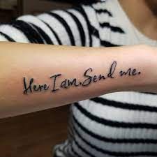 Why don't you check out my portfolio and drop me a message at the bottom of the page. Here I Am Send Me Lettering Tattoo Tattoo Quotes Tattoo Lettering Tattoo You