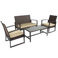 Best Choice Products 4pc Patio Furniture Set Cushioned Outdoor Wicker Rattan Garden Lawn Sofa Seat You C Patio Furniture Sets Furniture Teak Patio Furniture