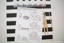 The little pig and the straw house. 3 Little Pigs Craft Sequencing Coloring Pages Fun With Mama