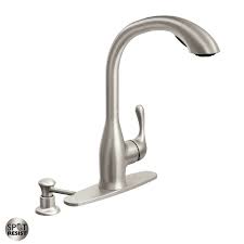 For additional information on moen products visit solutions.moen.com and select the type of product you are repairing. Moen 87450srs Spot Resist Stainless Pullout Spray High Arc Kitchen Faucet With Soap Dispenser From The Varese Collection Faucet Com