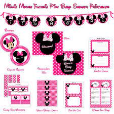 Minnie Mouse Baby Shower Printable Package Fuchsia Pink Mini Mouse Baby Shower Minnie Mouse Baby Shower Minnie Baby Shower