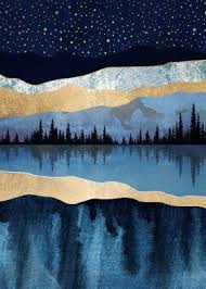 Midnight Lake Metal Poster Print Spacefrog Designs Displate Art Lake Art Painting