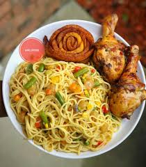 Spicy fried Noodles & grilled Chicken