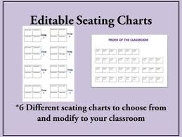 Seating Chart 6 Versions Completely Editable