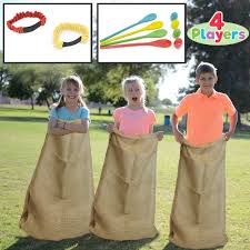 9 or more children work you can stick with the traditional race or be creative with them. Amazon Com Joyin 4 Players Outdoor Lawn Games Potato Sack Race Bags Egg And Spoon Race Games Legged Relay Race Bands Elastic Tie Rope For All Ages Kids And Family Outside Easter Eggs