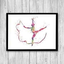 Rhythmic Gymnastics Decor Watercolor Art Print Sports Art For Etsy Girls Room Wall Art Watercolor Art Prints Watercolor Art