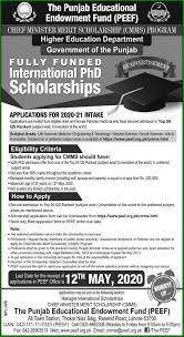 Peef Chief Minister Merit Scholarship Cmms Programs 2020 In 2020 Scholarships Scholarships Application Top Universities