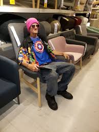 6 2 Man Sitting In Vedbo Tall Back Armchair From Ikea Man Sitting Small Spaces Style