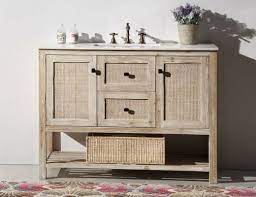 The hardware pulls have a satin nickel finish and help to open up the drawers and cabinet on the soft hinge. Abel 48 Inch Rustic White Wash Bathroom Vanity Marble Top