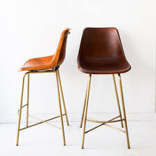A Saloon Style Bar Stool Made Of Hand Whip Stitched Leather And Brass Legs Dimensions 38 H X 17 W X 18 Leather Stool Kitchen Bar Stools Leather Bar Stools