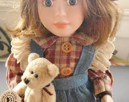 1998 Berkley Designs Teddy Bear in Red Pajamas Holding Small Teddy