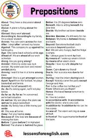 In english grammar, a prepositional phrase is a group of words made up of a preposition (such as to, with, or across ), its object (a noun or pronoun), and any of the object's modifiers (an article and/or an adjective). 80 Prepositions List And Example Sentences Lessons For English