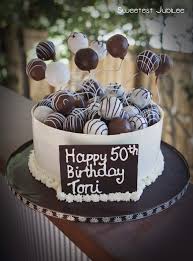 Chocolate Birthday Cake Cake Pops Sweetest Jubilee 50th Birthday Cake With Cake Pops Cake Cake Decorating Dessert Recipes