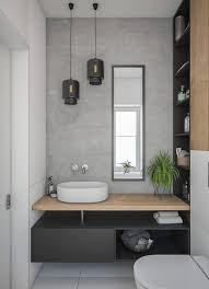 Varying Tones Of Grey Paired With Timber And Gorgeous Pendant Lights Are An Inviting Combination Waschbecken Design Warmes Bad Luxusbadezimmer