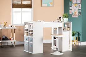 Handy storage drawer under the work surface. South Shore Crea Counter Height Craft Table With Storage Pure White Walmart Canada