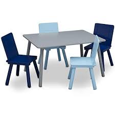 Amazon Com Delta Children Kids Chair Set And Table 4 Chairs Included Grey Blue Gateway Table And Chair Sets Kids Table And Chairs Toddler Table