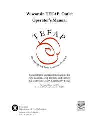 Fillable Online Wisconsin Tefap Outlet Operators Manual P