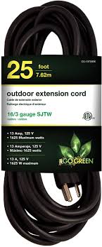 50 ft extension cord outdoor safety durable with 3 outlets power strip ul listed. Go Green Black Eco Heavy Duty Extension Cord 25 Ft