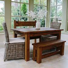 Haddon 5ft Plank Rattan Chairs Dining Package Rattan Dining Chairs Rustic Dining Furniture Handmade Wooden Dining Tables