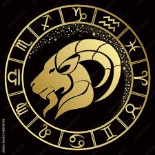 Capricorn zodiac sign on a dark background with round gold frame Stock  Vector | Adobe Stock