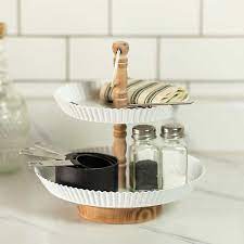 Maybe you would like to learn more about one of these? White Wood And Metal 2 Tier Tray Kirklands