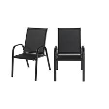 Mix And Match Black Steel Sling Outdoor Patio Dining Chair In Black 2 Pack In 2020 Patio Dining Chairs Patio Dining Outdoor Dining Chairs