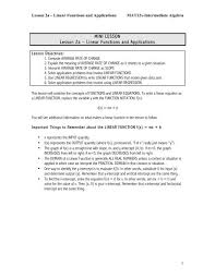 A linear equation in standard form is written as ax + by = c, this does not mean that a should always be positive. Mini Lesson Lesson 2a Linear Functions And Applications