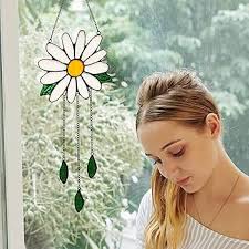 Amazon.com: BOXCASA Daisy Flowers Suncatcher Stained Glass Window  Hangings,Glass Flower Window Decor for Living Room Kitchen Office,Daisy  Flower Gift for Mom Women Aunt Sister Friends : Patio, Lawn & Garden