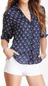 Anchor Blouse Fashion Nautical Fashion Style
