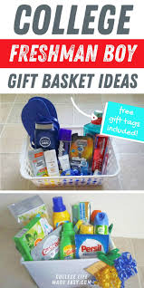 If you are looking for more gift ideas why not check out our unique gifts. 3 Diy College Gift Baskets For Boys Free Gift Tags Included College Gift Baskets College Gifts College Student Gifts