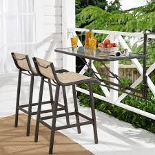 3 Piece Patio Balcony Bar Set Stools Table Outdoor Furniture For Small Spaces Unknown Modern B Furniture For Small Spaces Balcony Bar Wicker Patio Furniture