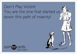 Don T Play Victim You Are The One That Started Us Down This Path Of Insanity Playing The Victim Funny Quotes Victims